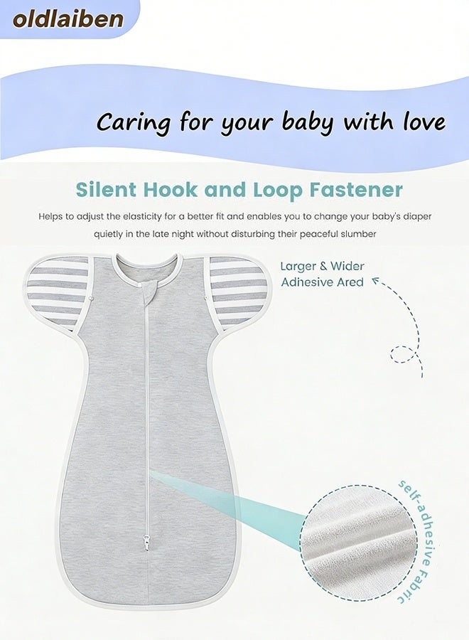 oldlaiben Baby Swaddle,Newborn Swaddle Up,Baby Sleepsack,Baby Swaddling Wrap,Infant Baby Sleeping Bag With Hat,Soft Cotton Sleep Sack,Zip-Off Wings,Improves Sleep,Snug Fit Helps Calm Startle Reflex, New Born Essentials(Grey) - Image 4